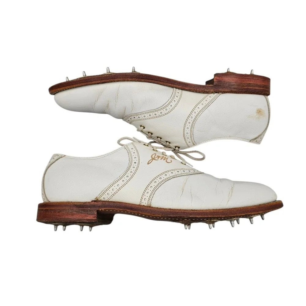 Johnston & Murphy Men's Size 11.5 US Narrow Aristocraft White Leather Golf Shoes